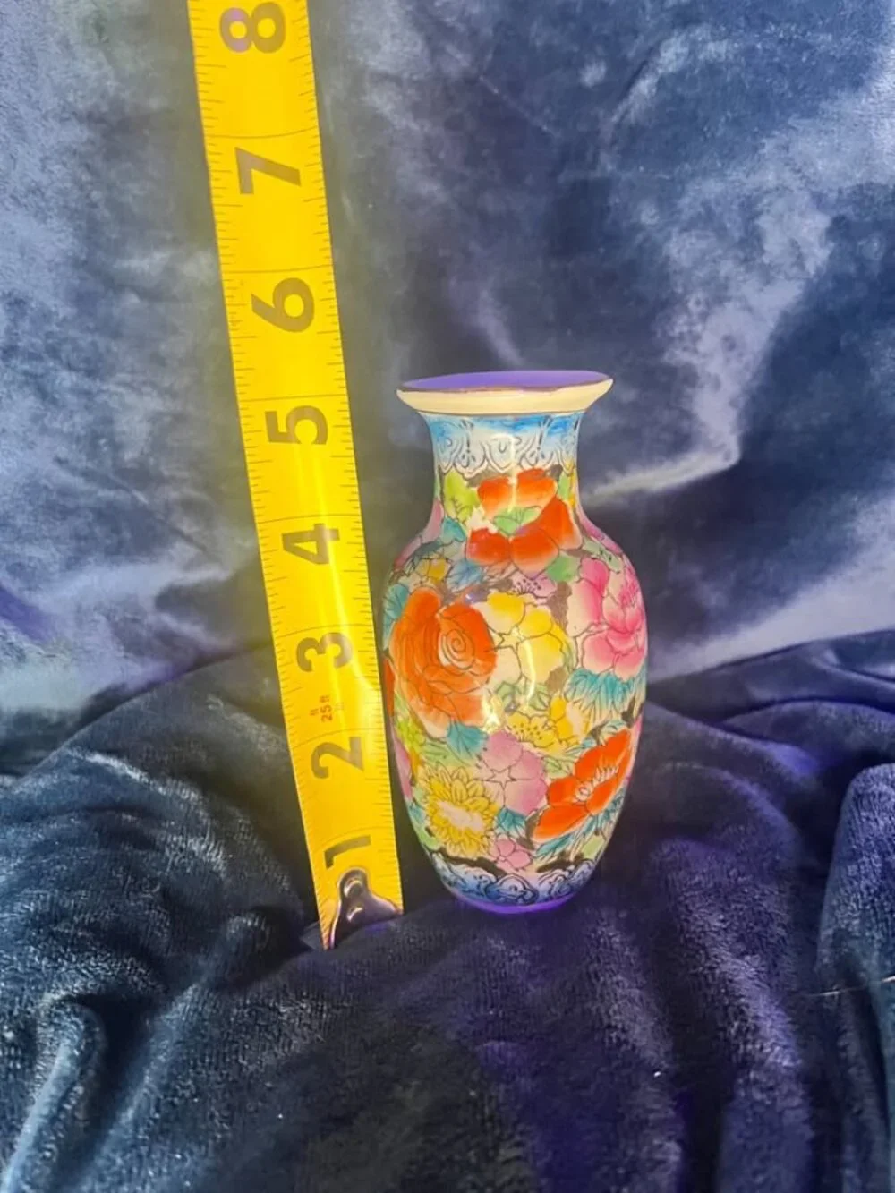 Vintage Chinese Hand-Painted Floral Porcelain Vase